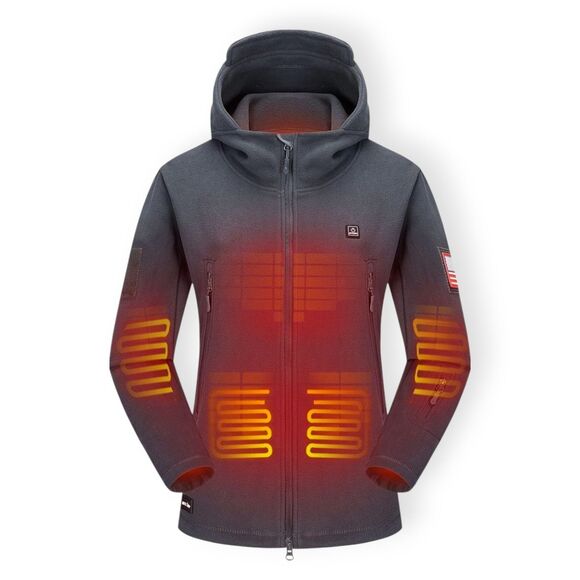 Dewbu Heated Hooded Parka Polar Fleece Jacket XL - 12V Battery & 3 Heat Settings - Picture 10 of 14